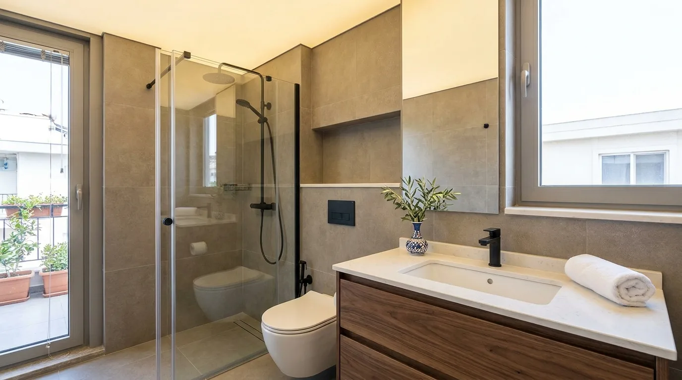 Banyo & Mutfak Tadilatı — modern banyo iç mekan, fayans ve vanity